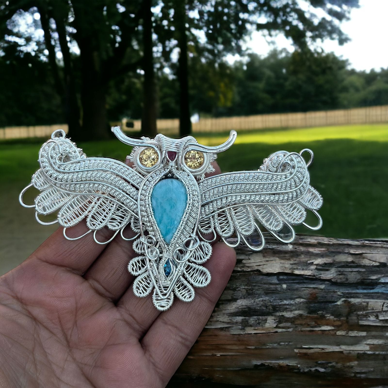 Larimae, Swiss blue, Citrine wire wrapped jewellery