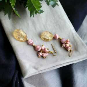 Earrings- Stone Citrin Rhodochrosite