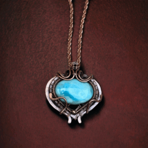 Larimar pendent copper jewelry unique holiday gift for women unique holiday gift for him crystal jewelry