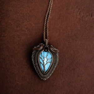 Larimar Copper wire Pendent Healing Pendent Gift For her Pure Handmade Jewelry life of tree pendent