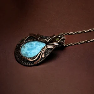Larimar/Tourmaline Copper Pendent/unique holiday gift for him/jewelry gift for her/personalized gift for mom necklace/Gifts jewelry necklace