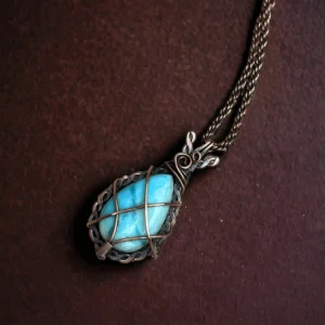 Larimar Copper Pendent/ unique holiday gift for mom/ handmade jewelry necklace/ birthstone jewelry/ unique holiday gift/Gift For Her/ him