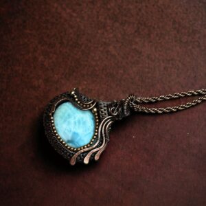 Larimar Copper Pendent/ unique holiday gift for women/crystal jewelry/21st birthday gift for her/handmade gift for her/special gifts for mom