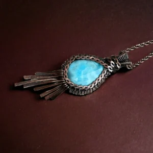 Larimar Copper Pendent/ gift for her jewelry/ anniversary gift for her/graduation gift for her/ unique holiday gift for him/ crystal jewelry
