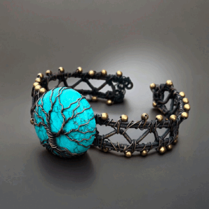 Turquoise Copper Bracelet /unique holiday gift for mom/handmade jewelry necklace/ Adjustable Bracelet /Gift For her / Life Of tree Cuff