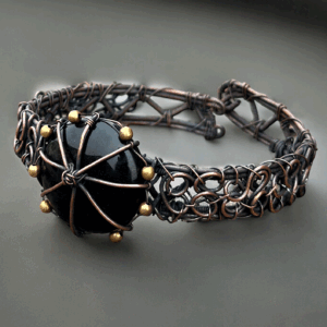 Onyx Copper Bracelet /unique holiday gift for mom/handmade jewelry necklace/ Adjustable Bracelet /unique gift/Wife Gift Pendent