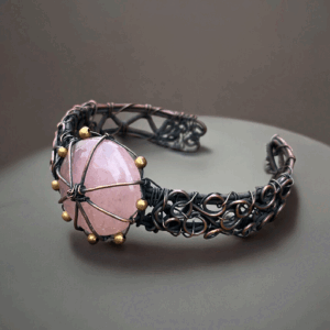 Beautiful Rose Quartz Copper Bracelet Gift For Dad/mom/handmade jewelry necklace/ Adjustable Bracelet /unique gift/Wife Gift Pendent