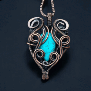 Copper Wire and Turquoise Pendant