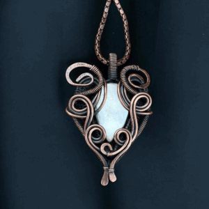 Mother of Pearl Copper Pendant handmade jewelry gift for him