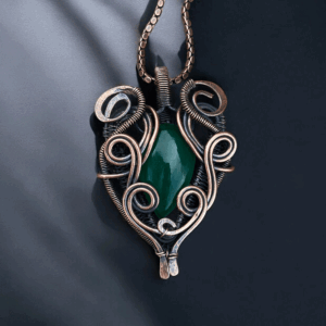 Onyx Copper Pendant handmade jewelry gift for him