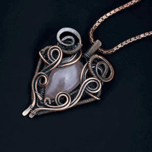 Rose Quartz Copper Pendant handmade jewelry gift for her