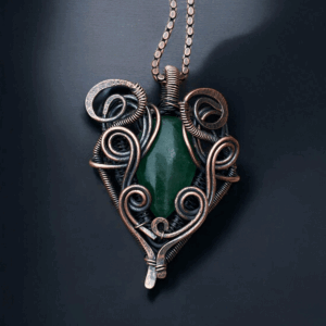 Strawberry Stone Copper Pendant  handmade jewelry gift for her