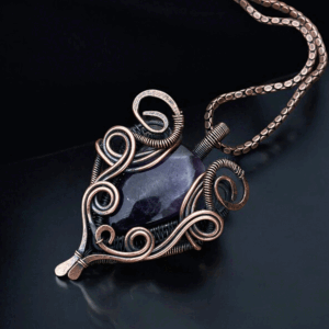 Amethyst Copper Pendant  handmade jewelry gift for her