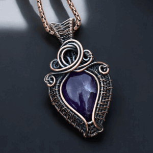 Amethyst Copper Pendant  handmade jewelry gift for her