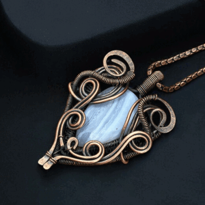 Blue Lace Copper Pendant handmade jewelry gift for her