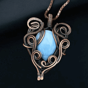 Blue Opal Copper Pendant handmade jewelry gift for her