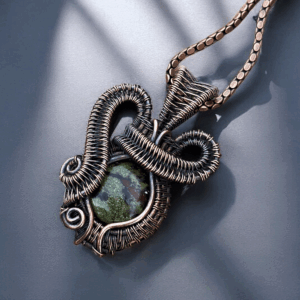 Dragon Blood Agate Copper Pendant Handmade jewelry gift for her