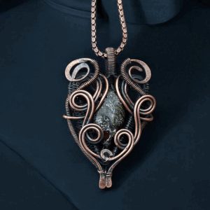 Dragon Blood Agate Copper Pendant Handmade jewelry gift for her