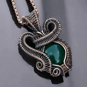 Green Onyx Copper Pendant handmade jewelry gift for him