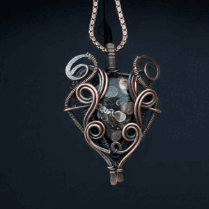 Jasper Stone Copper Pendant Handmade jewelry gift for her