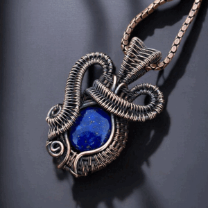 Lapis Lazuli Copper Pendant handmade jewelry gift for her