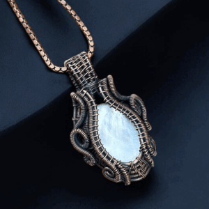 Mother of Pearl Copper Pendant handmade jewelry gift for him