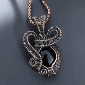 Black Onyx Copper Pendant handmade jewelry gift for her