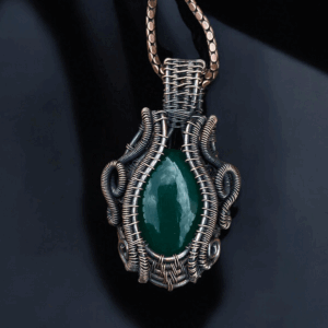 Green Onyx Copper Pendant handmade jewelry gift for him