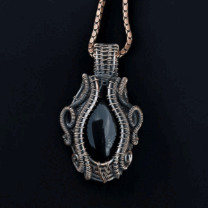 Black Onyx Copper Pendant handmade jewelry gift for her