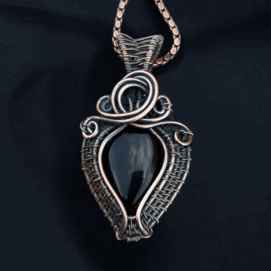 Black Onyx Copper Pendant handmade jewelry gift for her