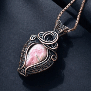 Rhodochrosite Copper Pendant handmade jewelry gift for her