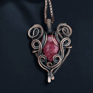 Rhodonite Copper Pendant handmade jewelry gift for her