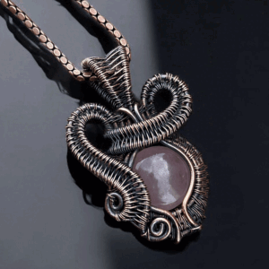 Rose Quartz Copper Pendant handmade jewelry gift for her