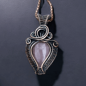 Rose Quartz Copper Pendant handmade jewelry gift for her