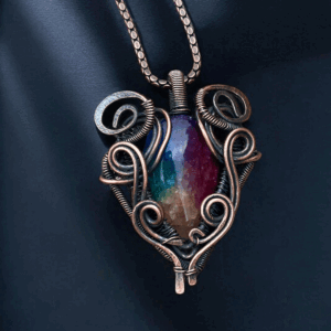 Solar Quartz Stone Copper Pendant handmade jewelry gift for her