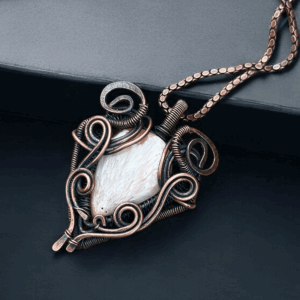 Scolecite Stone Copper Pendant handmade jewelry gift for her