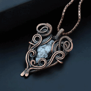 Snowflack Stone Copper Pendant handmade jewelry gift for her