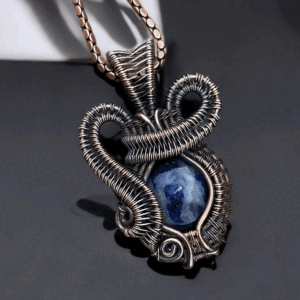 Sodalite Stone Copper Pendant handmade jewelry gift for her