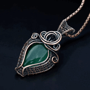 Green Strawberry Stone Copper Pendant handmade jewelry gift for her