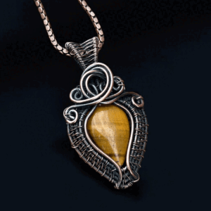 Tiger's Eyes Copper Pendant handmade jewelry gift for her