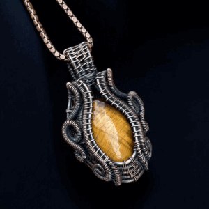 Tiger's Eyes Copper Pendant handmade jewelry gift for her