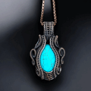 Turquoise Copper Pendant handmade jewelry gift for her