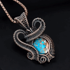 Turquoise Copper Pendant handmade jewelry gift for her