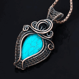 Turquoise Copper Pendant handmade jewelry gift for her