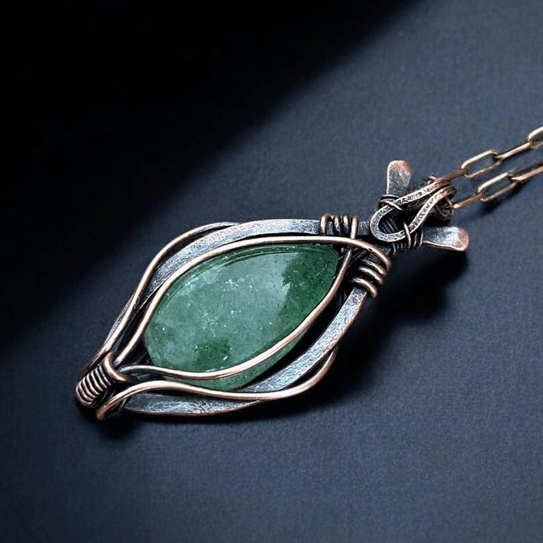 Handmade Jasper Copper Wire Wrapped Pendant by Jewellery by Indiana