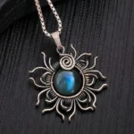 Labradorite Pendant-3 Handmade labradorite copper wire wrapped pendant necklace jewelry by Indiana