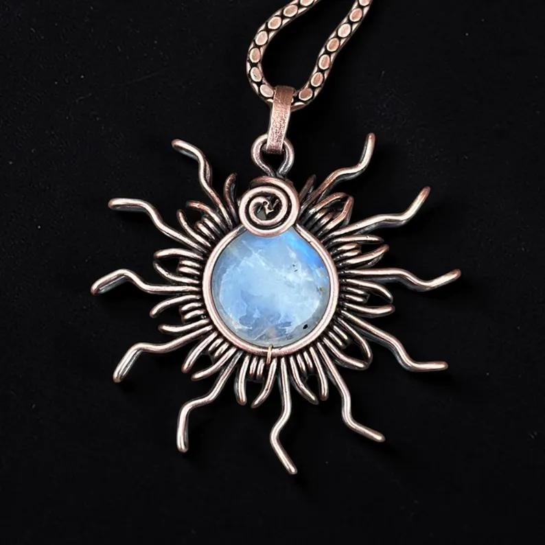 Moonstone-Copper-Pendant-1 Handmade moonstone copper wire wrapped pendant necklace jewelry by Indiana