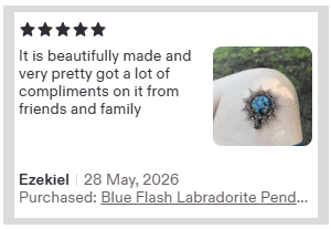 Verified Etsy buyer testimonial for artisan wire wrapped copper jewelry