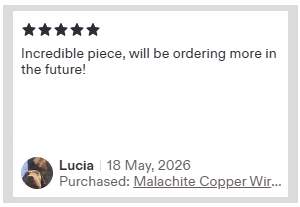 Verified Etsy buyer testimonial for artisan wire wrapped copper jewelry