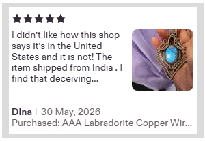 5 star Etsy review screenshot for Jewellery by Indiana crystal amulet
